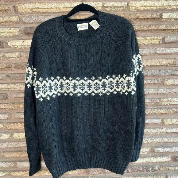 Northwest Territory Vintage Men's Gray Nordic Stripe Casual Sweater - Picture 1 of 6